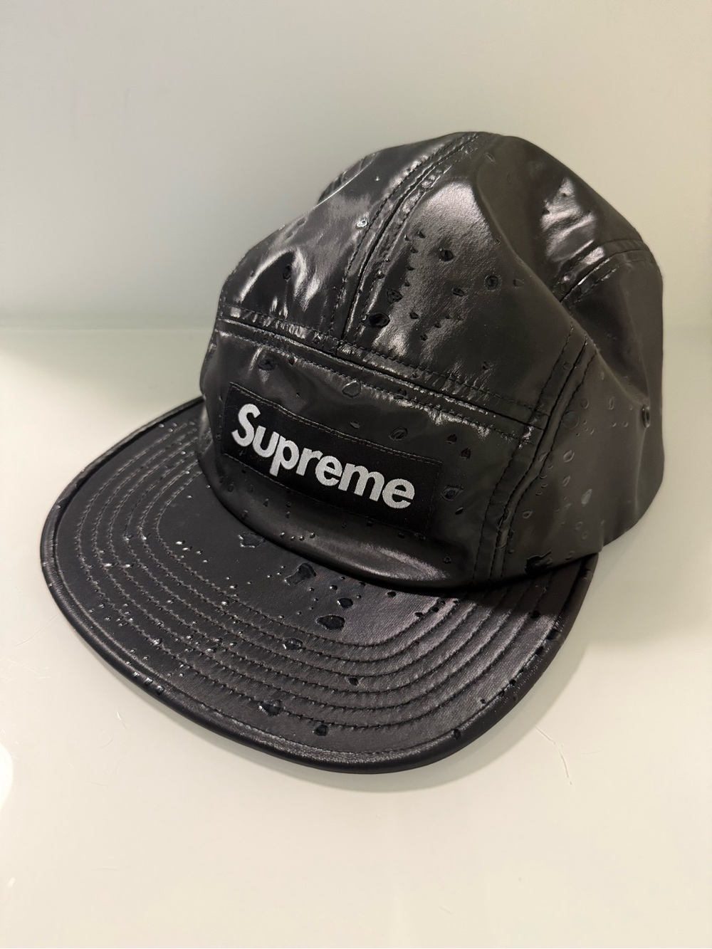 Supreme Black Shiny Water Drops 5-Panel Cap - Picture 9 of 14